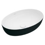Lavoar oval pe blat Villeroy&Boch Artis, 61x41x13 cm, alb/negru