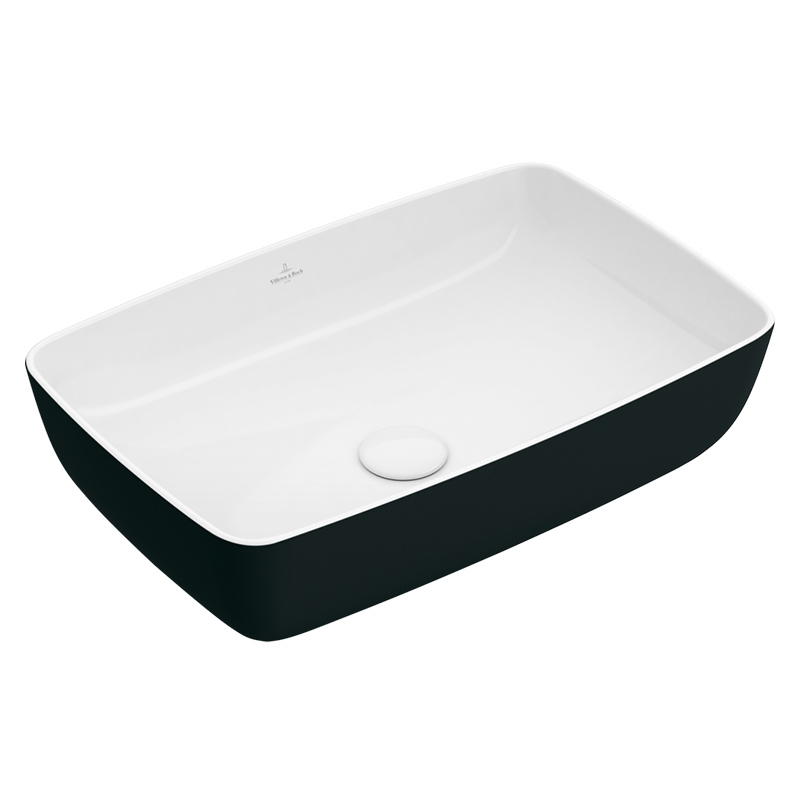 112730_lavoar_blat_villeroy_boch_artis_dreptunghiular_58cm_negru Lavoar dreptunghiular de blat Villeroy&Boch Artis, 58x38x13 cm, alb/negru - imagine 1