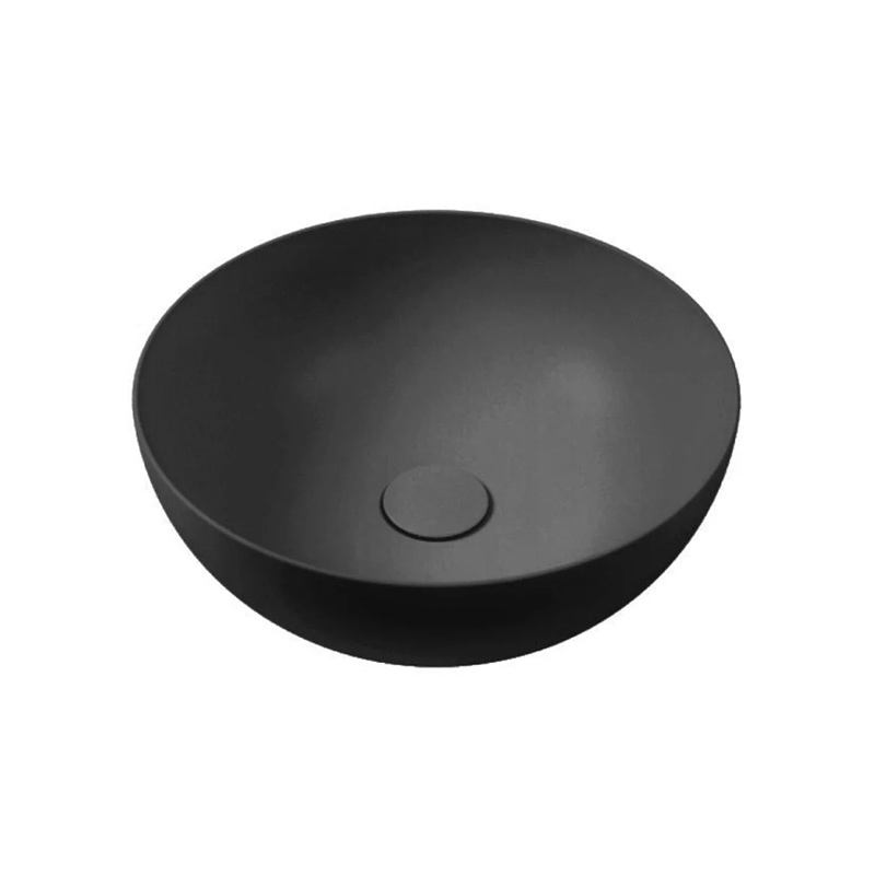 Lavoar rotund pe blat Hatria Happy Hour 06:00 S, 40 cm, negru mat - imagine 1