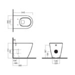 Vas wc stativ cu functie de bideu Hatria Fusion, back to wall, 35,5x54 cm, alb - imagine 2