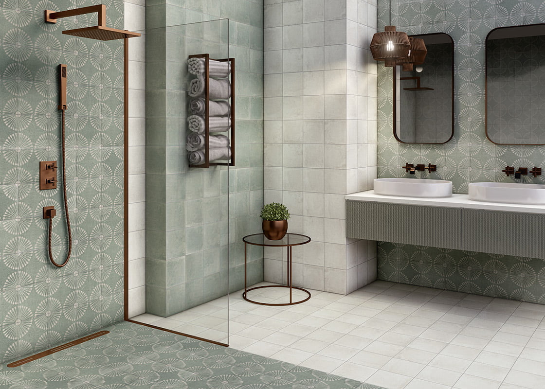 DECO-MYLOS-PERLA-GREY-MENTA-GREEN-CARINO-MAINZU Gresie Mainzu Carino 20x20 cm, finisaj mat - imagine 1
