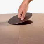 Masa rotunda cu baza metalica si blat frasin masiv Anesis Cildo T161 - imagine 2