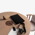 Masa rotunda cu baza metalica si blat frasin masiv Anesis Cildo T161 - imagine 7