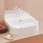 Lavoar pe blat din ceramică Ravak Ceramic Slim Wall O, 55x45x12 cm, alb - imagine 6