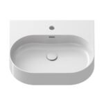Lavoar pe blat din ceramică Ravak Ceramic Slim Wall O, 55x45x12 cm, alb - imagine 3