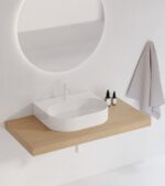 Lavoar pe blat din ceramică Ravak Ceramic Slim Wall O, 55x45x12 cm, alb - imagine 5