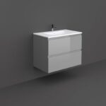 Set mobilier bază și lavoar cu montaj suspendat Rak Joy, 80 cm, gri