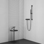 Tija cu suport glisant pentru dus Ravak Chrome 974.20BLM, 70 cm, negru mat - imagine 3