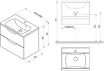Set mobilier cu lavoar Ravak SD 700 Classic II, 70x45x61 cm, alb - imagine 2
