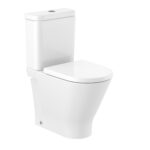 Vas WC pe pardoseala Roca The Gap Round Rimless, lipit de perete, evacuare dubla