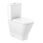 Vas WC pe pardoseala Roca The Gap Square Rimless, 37,5x65x44 cm, lipit de perete, evacuare dubla, alb