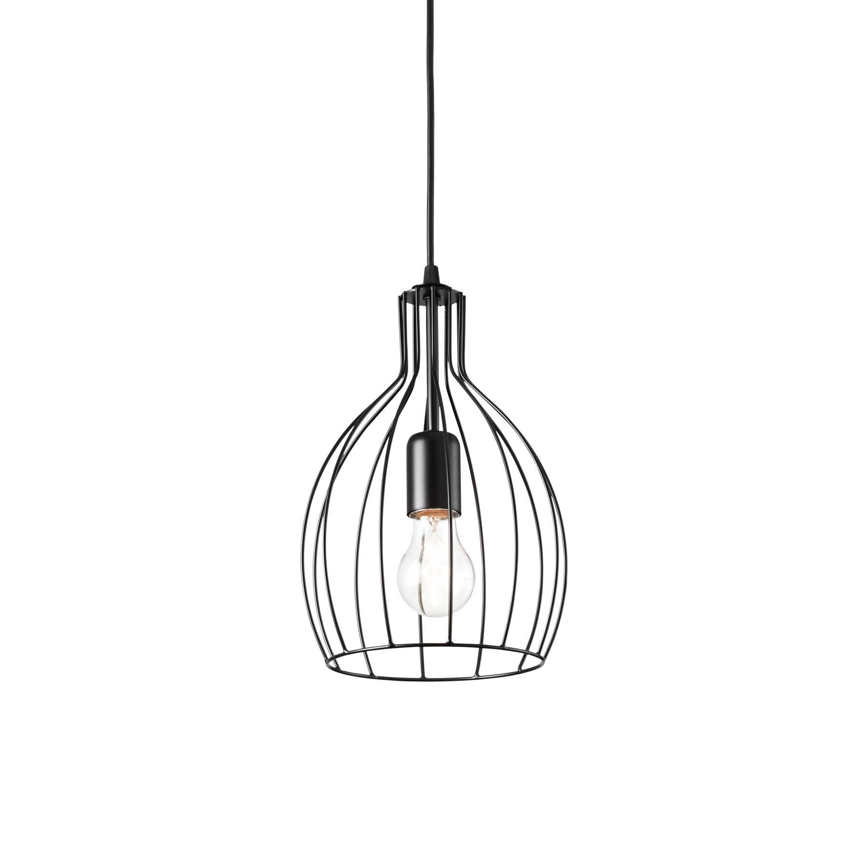 148151_WEB001_AMPOLLA2_SP1_NERO Pendul de interior Ampolla2 sp1 Ideal Lux, E27 max 1 x 60W, cod 148151, negru - imagine 1