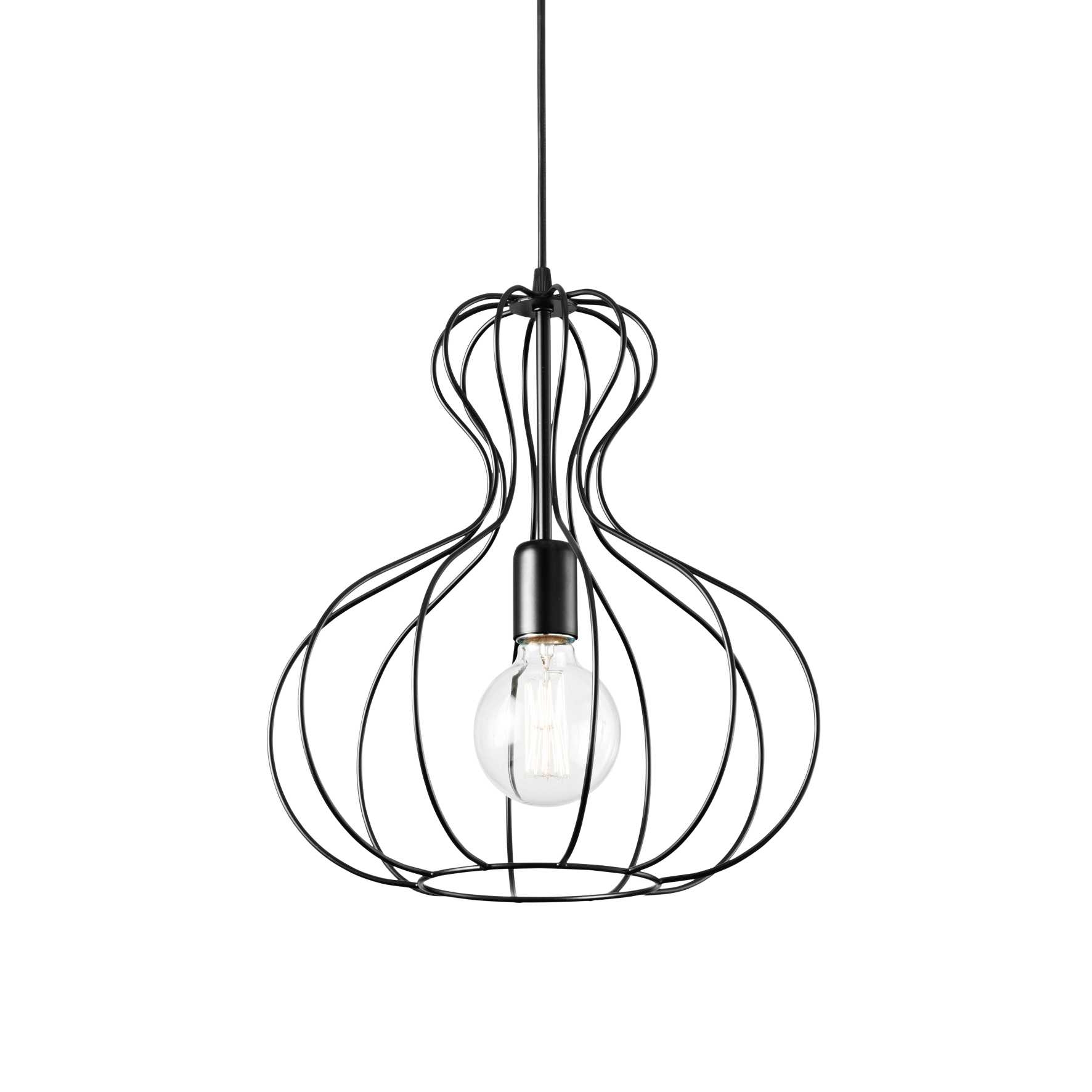148502_WEB001_AMPOLLA1_SP1_NERO Pendul de interior Ampolla1 sp1 Ideal Lux, E27 max 1 x 60W, cod 148502, negru - imagine 1