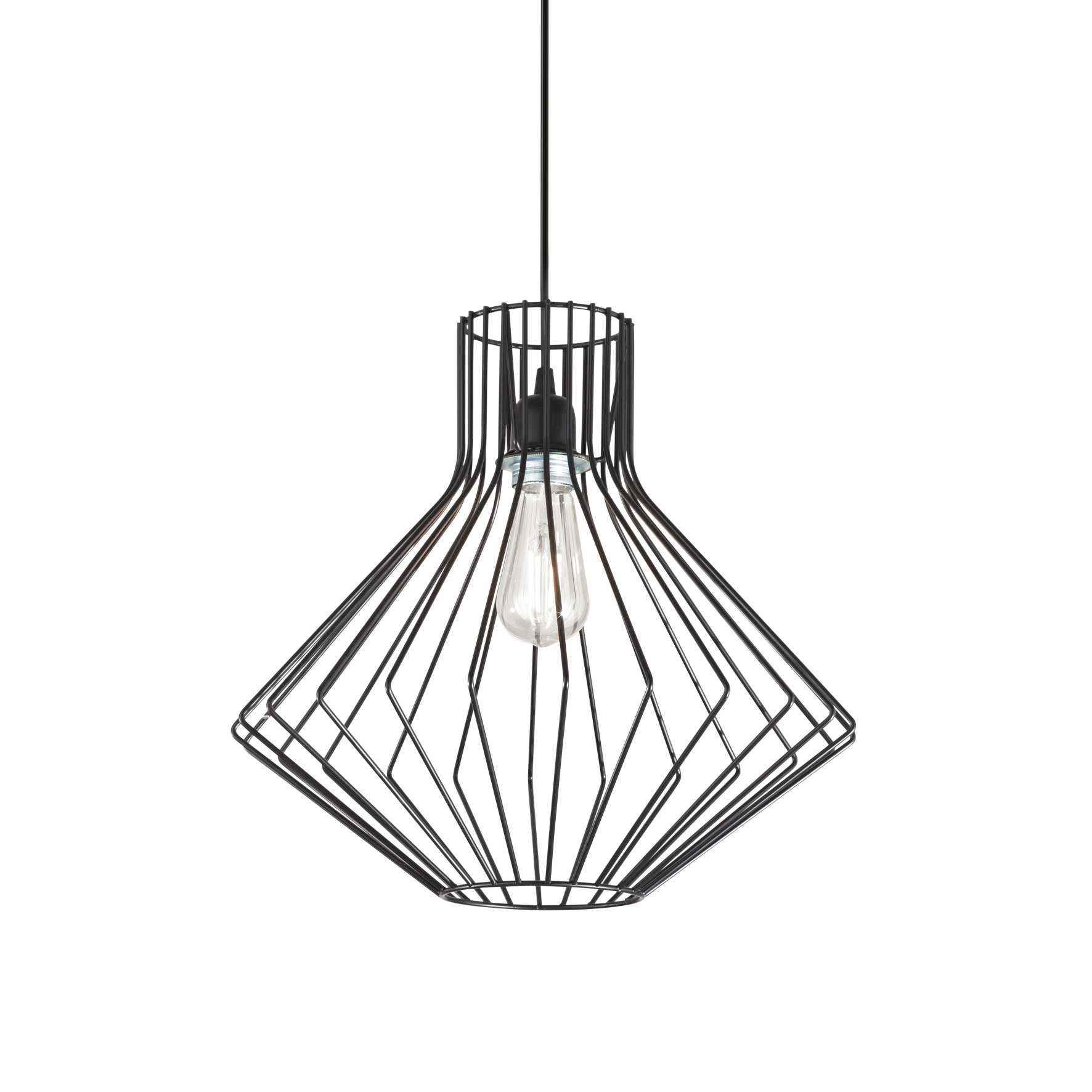 167497_WEB001_AMPOLLA4_SP1_NERO Pendul de interior Ampolla4 sp1 Ideal Lux, E27 max 1 x 60W, cod 167497, negru - imagine 1