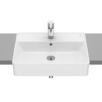Lavoar dreptunghiular semi incastrat Roca The Gap, 55x42x16 cm, alb