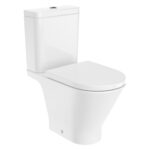 Vas WC stativ Roca The Gap Round Rimless, 37x65x79 cm, evacuare dubla