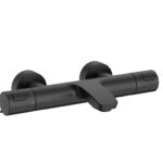 Baterie cada-dus, cu termostat si divertor, Roca T-500, negru mat