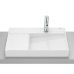Lavoar pe blat din portelan Roca Horizon View, 60x42x8 cm, alb lucios