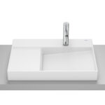 Lavoar pe blat din portelan Roca Horizon View, 60x42x8 cm, alb mat