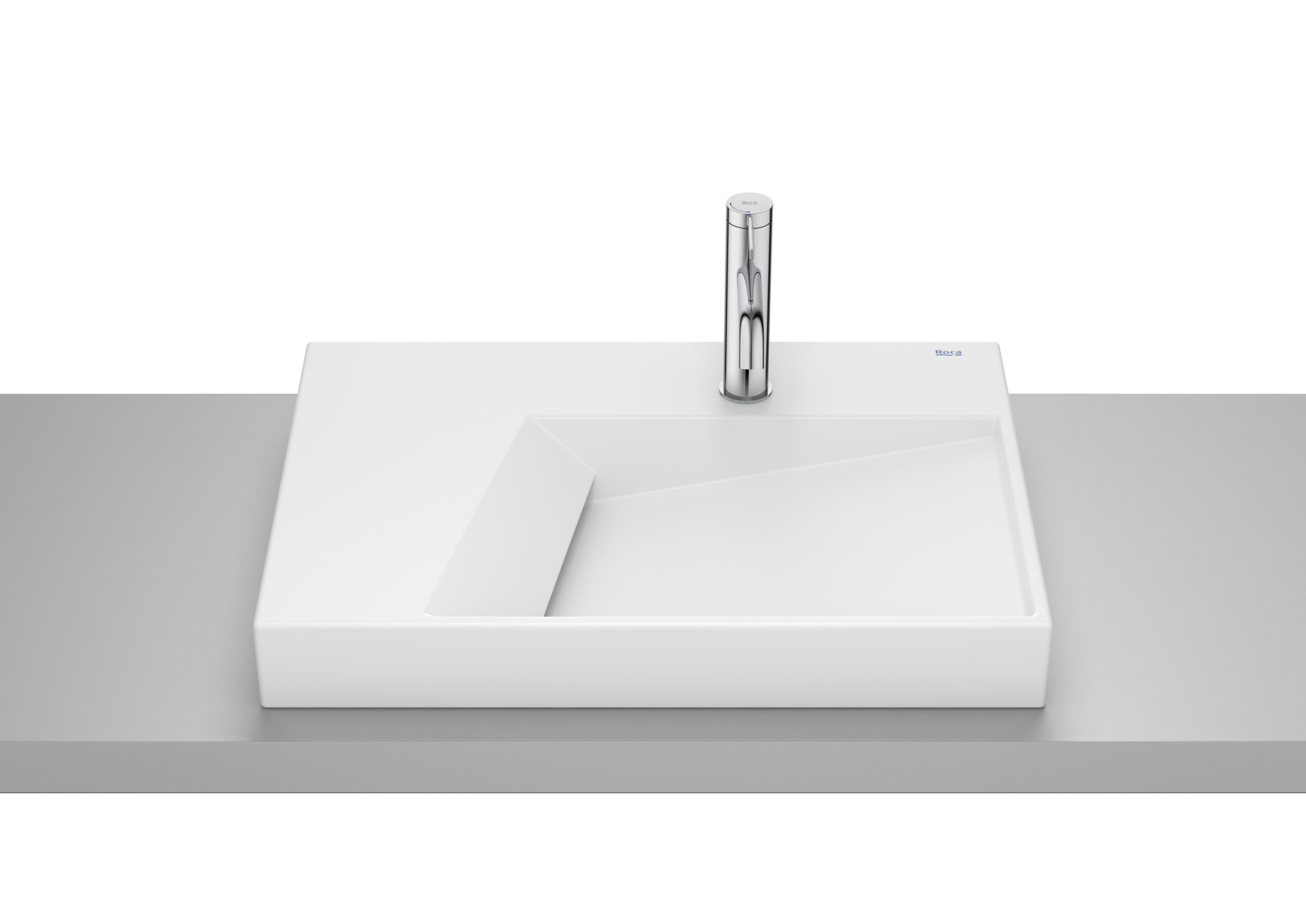 ROCA_TRAD_HORIZON_A327276620_TVM_B861_00_t_Product_Pictures_TF_Mob_prod_xxl_v2 Lavoar pe blat din portelan Roca Horizon Geometric, 60x42x8 cm, alb mat - imagine 1