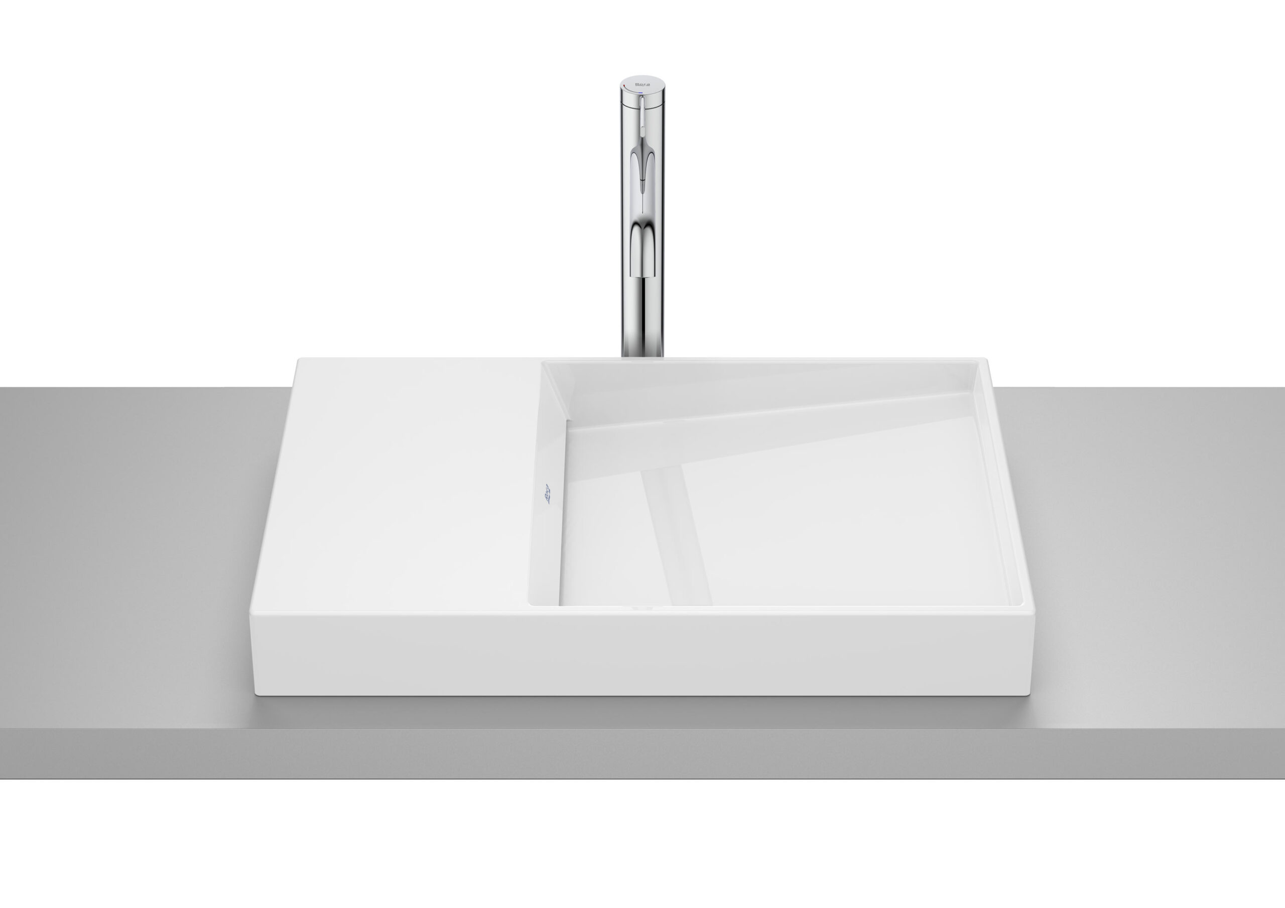 Lavoar pe blat din portelan Roca Horizon Dash, 60x38x8 cm, alb lucios - imagine 1