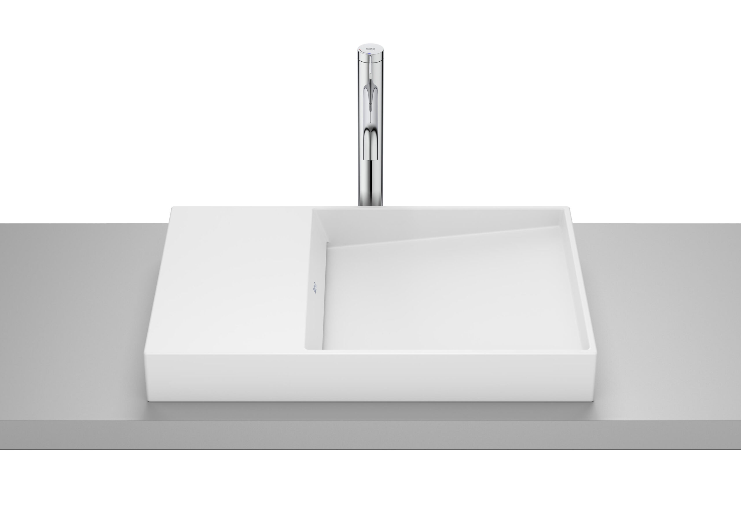 Lavoar pe blat din portelan Roca Horizon Dash, 60x38x8 cm, alb mat - imagine 1