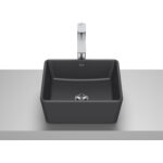 Lavoar pe blat din portelan Roca Optica, 35x35x13 cm, negru mat