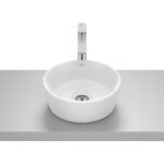 Lavoar pe blat din portelan, Roca Optica, 35x35x13 cm, alb lucios