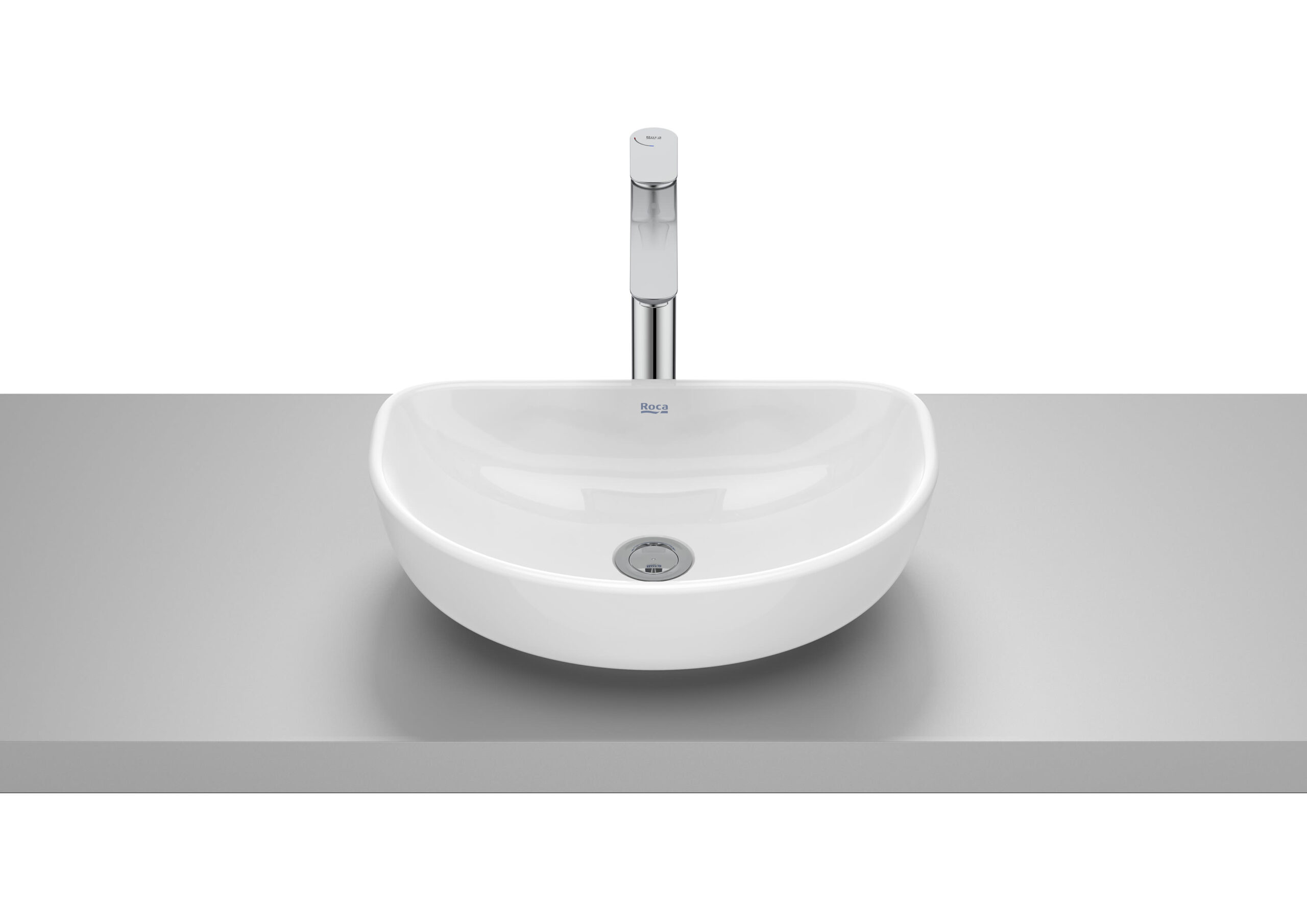 Lavoar pe blat din portelan Roca Optica, 45x30x13 cm, alb lucios - imagine 1