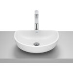 Lavoar pe blat din portelan Roca Optica, 45x30x13 cm, alb mat