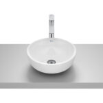 Lavoar pe blat din portelan Roca Optica, 35x35x13 cm, alb lucios