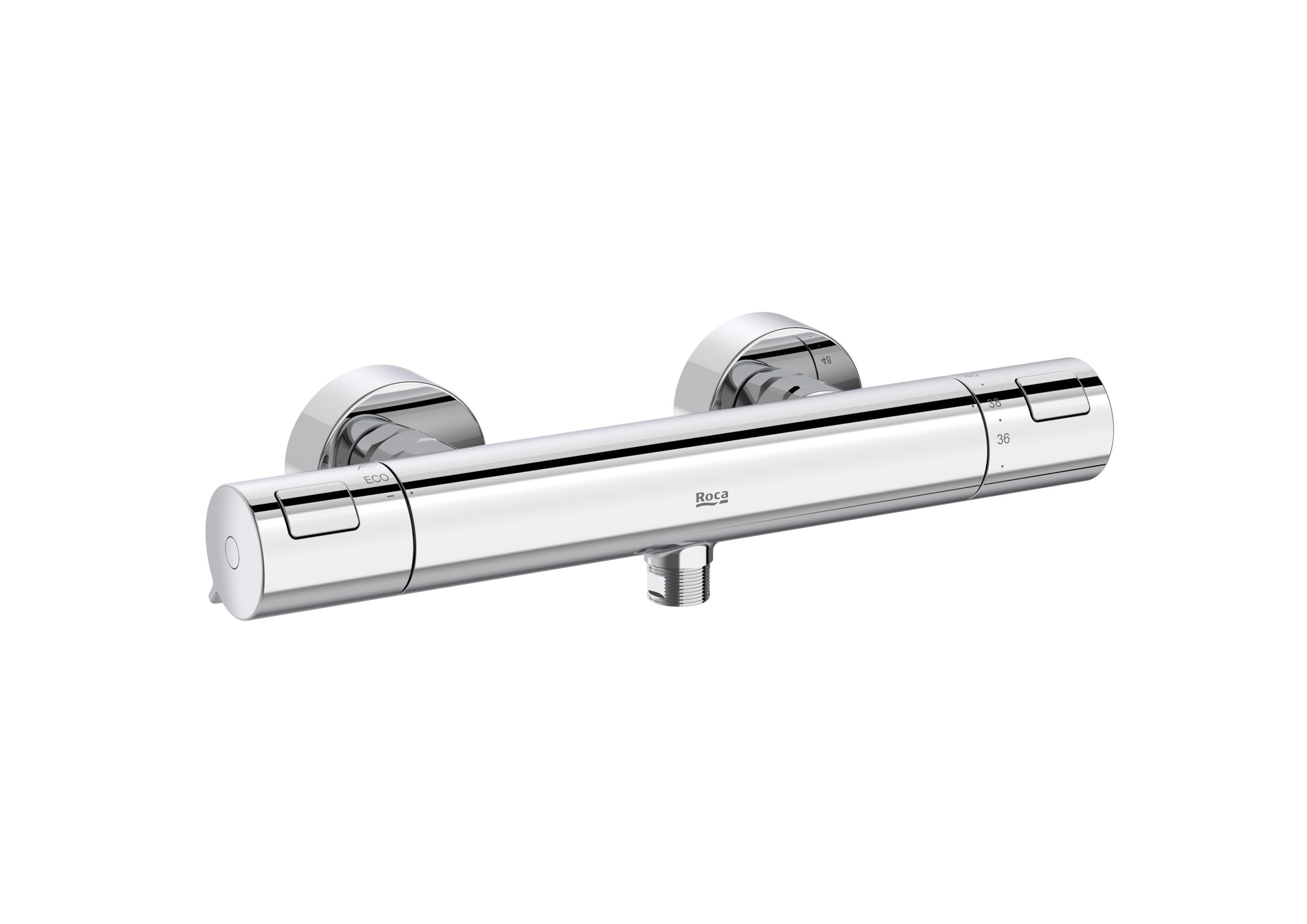Baterie de dus, cu termostat si divertor, Roca T-500, crom lucios - imagine 1