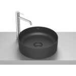 Lavoar pe blat din portelan, Roca Terra, 39x39x13 cm, negru mat