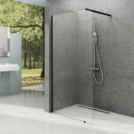 Paravan de dus walk-in Ravak Wall, 120x200 cm, negru+sticla transparenta
