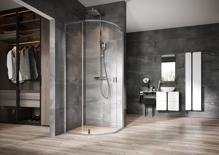 nskk3-lesk Cabina de dus Ravak Nexty NSKK3-90/195 cm, profil crom+sticla transparenta - imagine 1