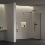 Paravan de dus walk-in Ravak Wall Air, 110x200 cm, negru+sticla transparenta