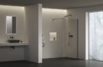 Paravan de dus walk-in Ravak Wall Air, 120x200 cm, negru+sticla transparenta