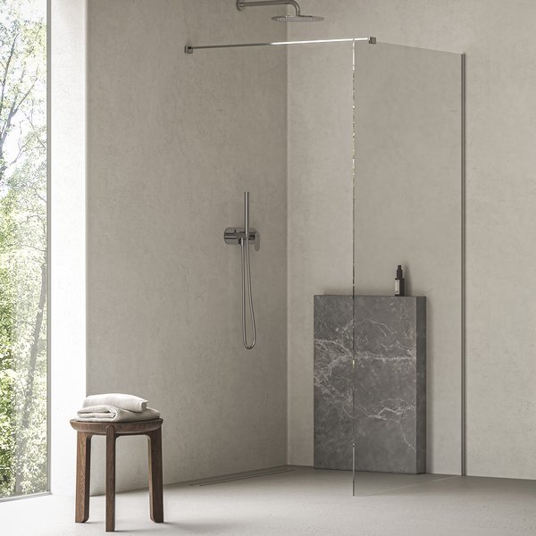 walk-in-wall-air Paravan de dus Walk-in Ravak Wall Air, 90x200 cm, crom+sticla transparenta - imagine 1
