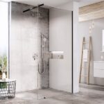 Paravan de dus walk-in Ravak Wall, 100x200 cm, negru+sticla transparenta - imagine 4