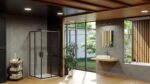 Cabina de duș patrata Ravak Blix Slim BLSRV2, 80x80 cm, profil negru - imagine 2