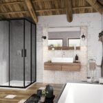 Cabina de duș patrata Ravak Blix Slim BLSRV2, 80x80 cm, profil negru