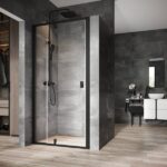 Usa de dus Ravak Nexty NDOP2, 100x195 cm, profil negru+sticla transparenta