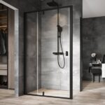 Perete fix de dus Ravak Nexty NPSS, 100x195 cm, profil negru+sticla transparenta - imagine 2