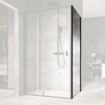 Perete fix de dus Ravak Nexty NPSS, 100x195 cm, profil negru+sticla transparenta