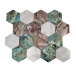Mozaic Dunin Allumi Hexagon Patina Mat, 30x26 cm