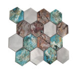 Mozaic Dunin Allumi Hexagon Patina Mat, 30x26 cm - imagine 3