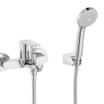 Set baterie cada-dus cu divertor automat Roca Victoria Plus, crom lucios