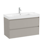 Set mobilier bază și lavoar cu două sertare Roca Ona, 100 cm, sand grey