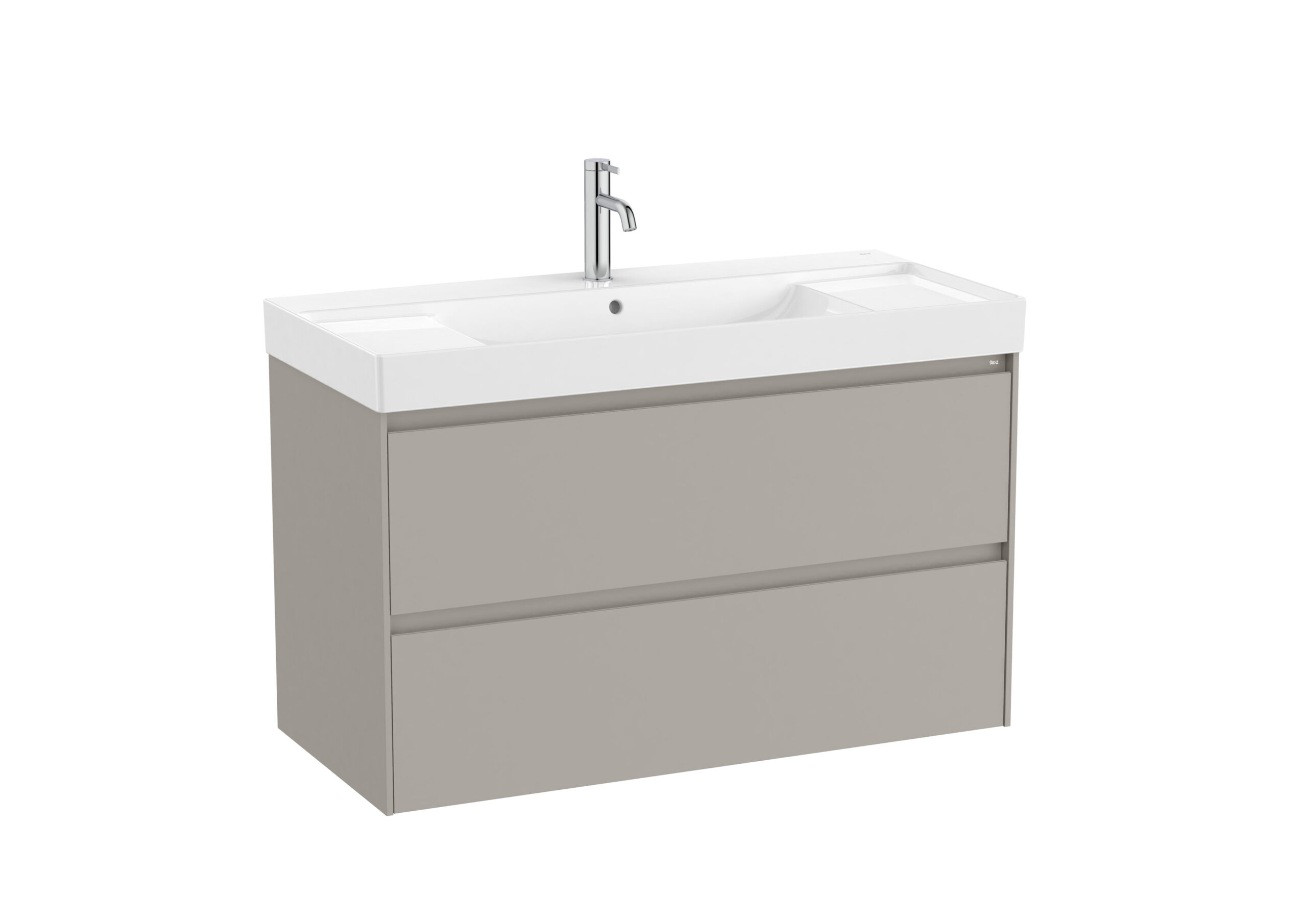 mobilier-baie-cu-dou-sertare-i-lavoar-cu-orifi_8008_1_17646155364531 Set mobilier bază și lavoar cu două sertare Roca Ona, 100 cm, sand grey - imagine 1
