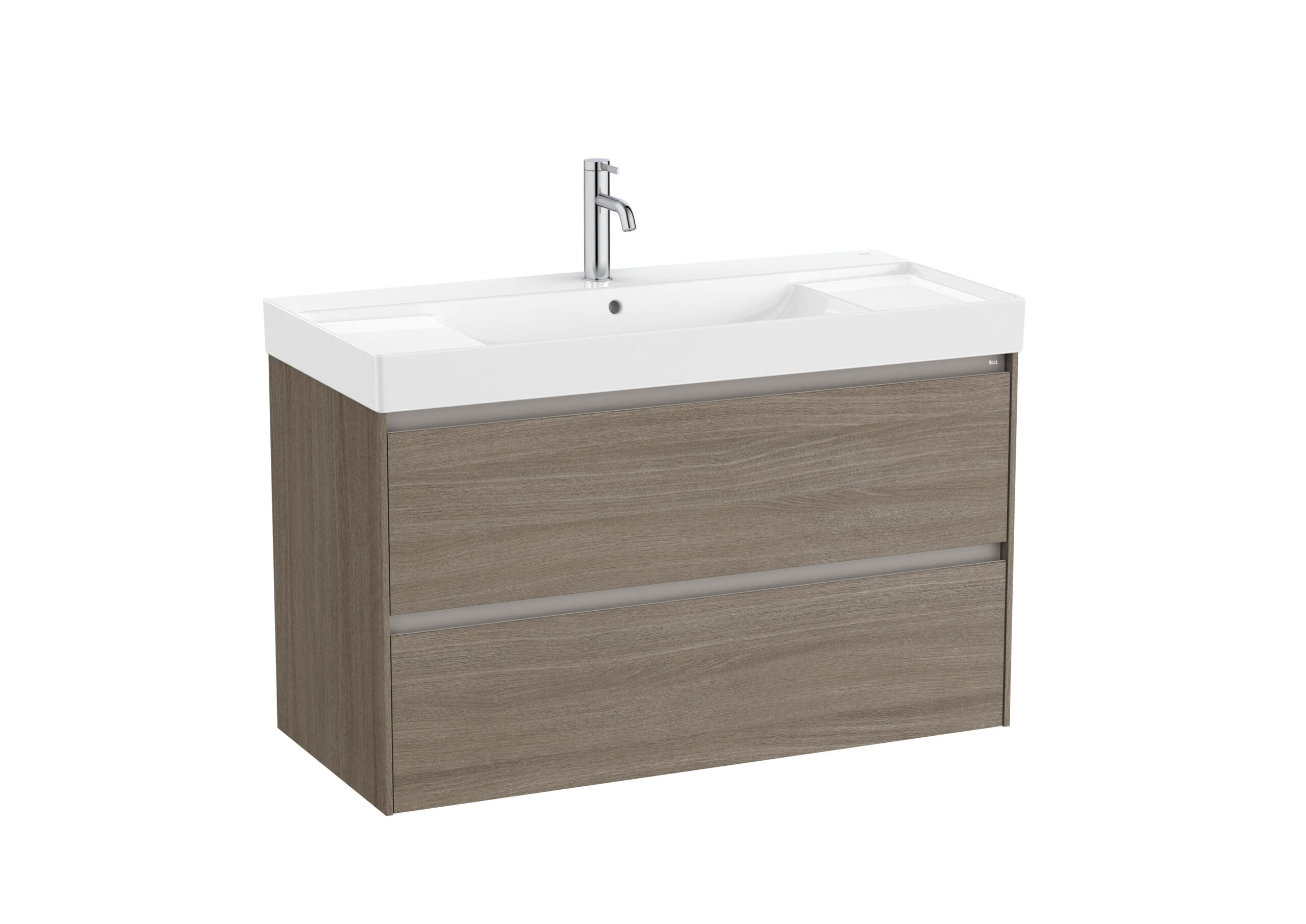mobilier-baie-cu-dou-sertare-i-lavoar-cu-orifi_8009_1_17646156793498 Set mobilier bază și lavoar cu două sertare Roca Ona, 100 cm, dark elm - imagine 1
